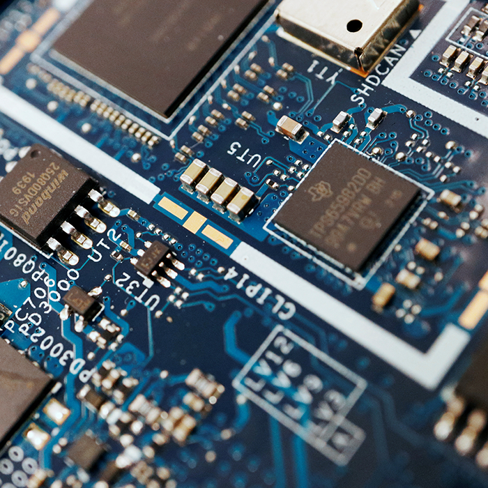 Illustration picture of semiconductor chips on a circuit board