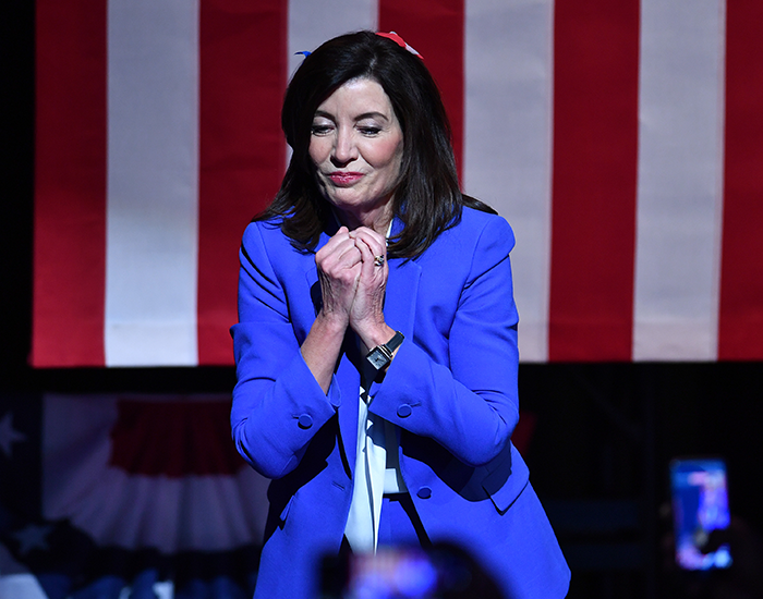 Kathy Hochul celebrates after being declared the projected winner of New York’s Governor’s race