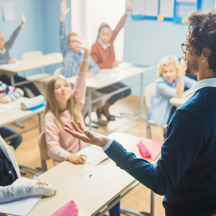 a teacher answers students questions